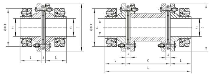 DJM型鎖緊盤式單型彈性膜片聯(lián)軸器/SJM型鎖緊盤式雙型彈性膜片聯(lián)軸器