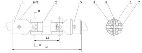 WS型雙十字軸萬向聯(lián)軸器結(jié)構(gòu)圖